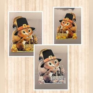 American Greetings vintage lot of three fall classroom home squirrel decor.